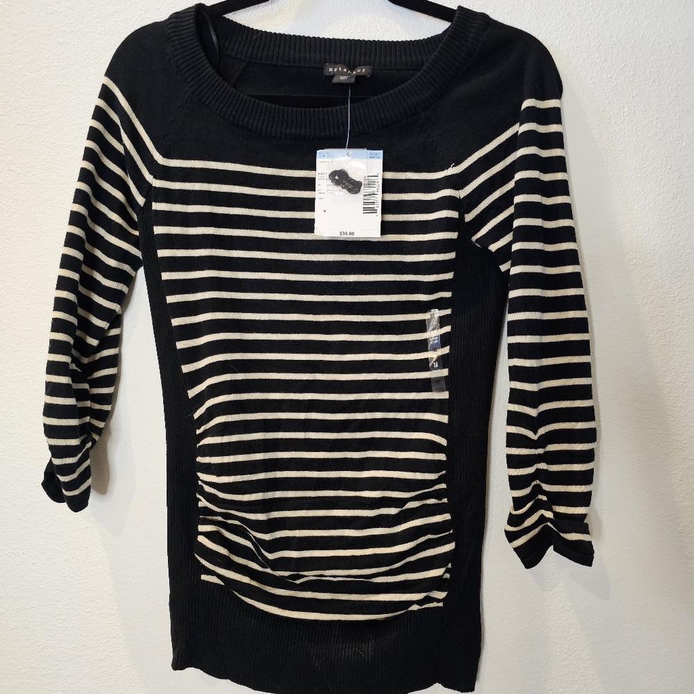 NWT Metaphor Black and Tan Stripe Sweater M